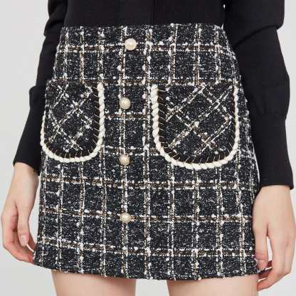 Brisa Black Plaid Skirt Black