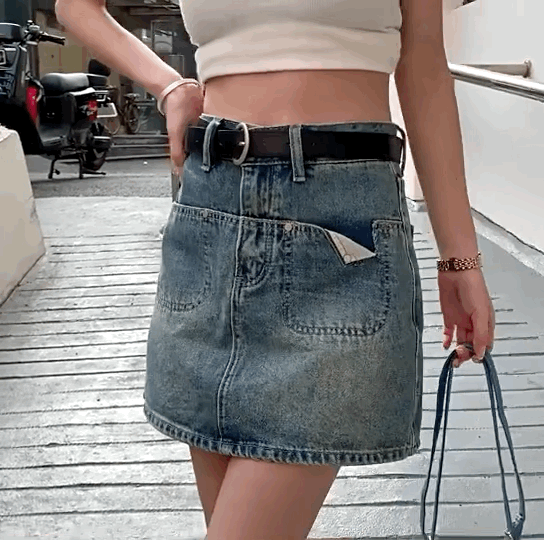 Denim blue skirt