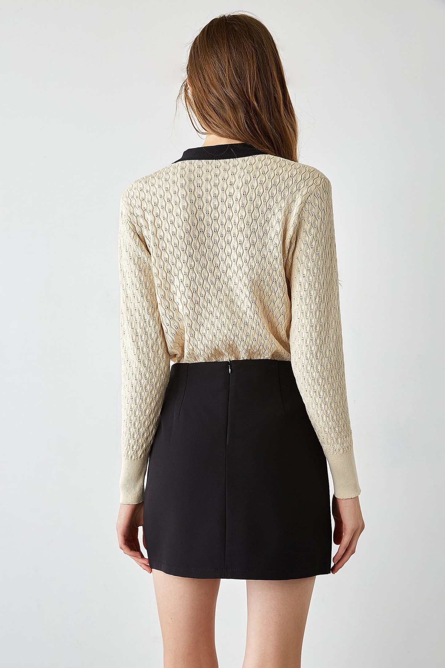 Ashtyn Beige Contrast Bow Tie Cardigan