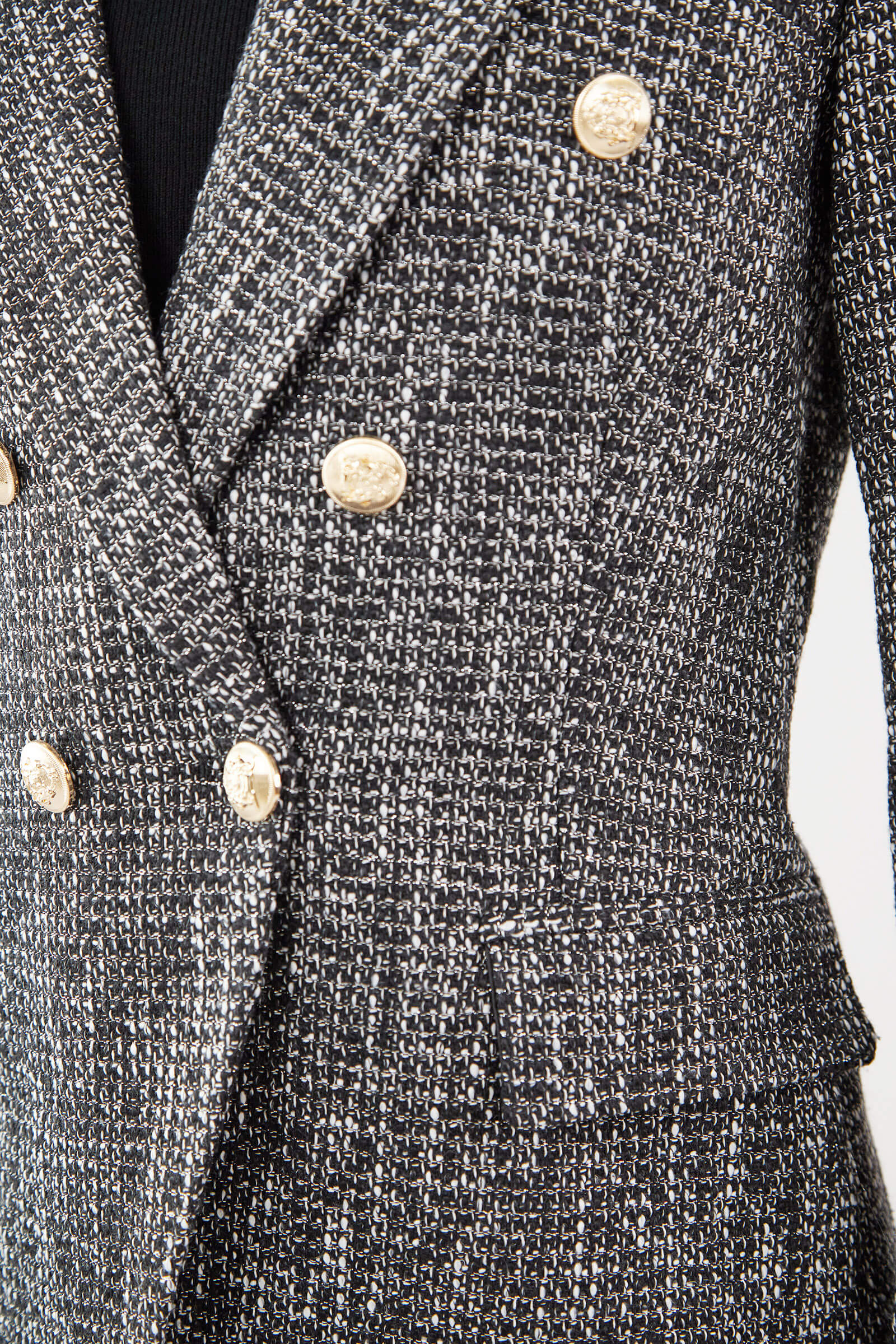 Black Lapel Collar Houndstooth Blazer