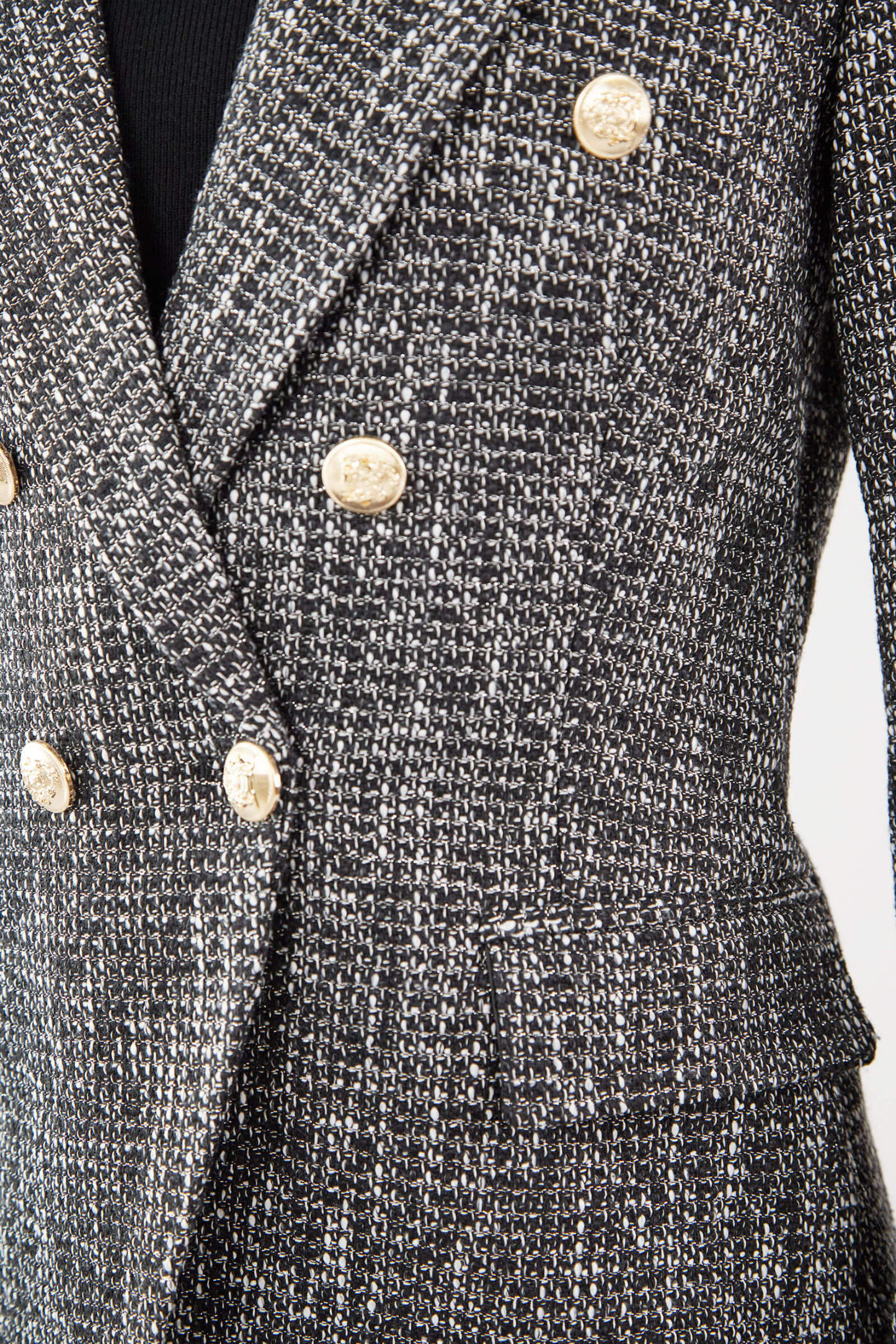 Black Lapel Collar Houndstooth Blazer
