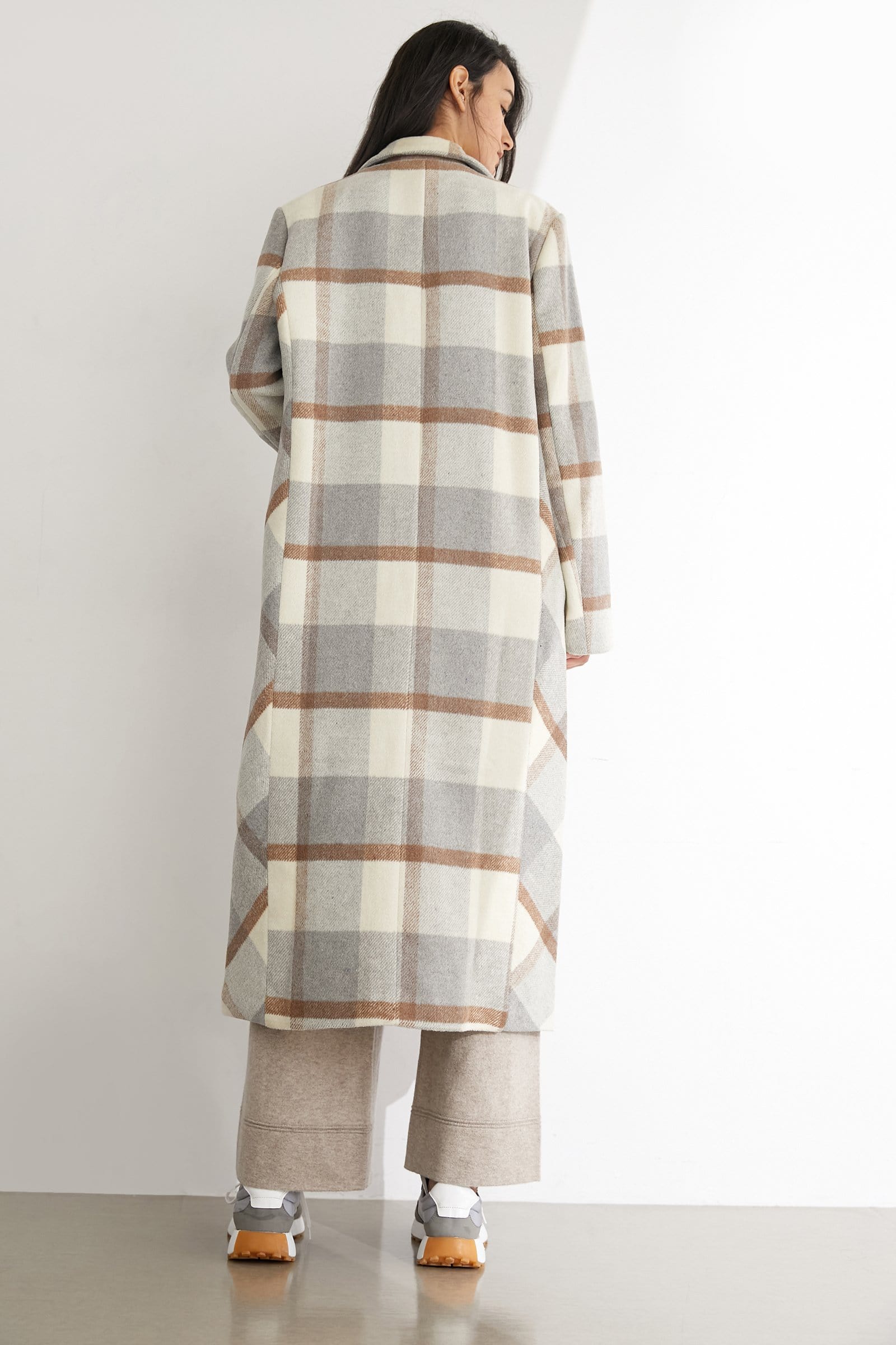 Alaine Plaid Oversized Trench Coat