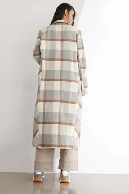 Alaine Plaid Oversized Trench Coat