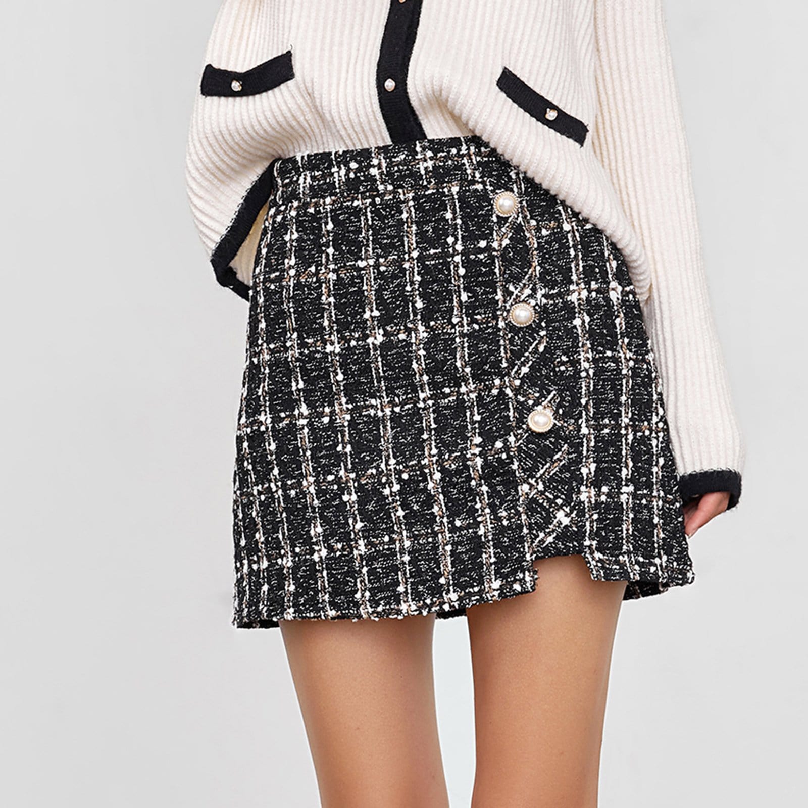 Abigale Black Check Skirt