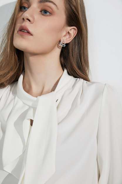 Business Essential White Bow-Tie Blouse