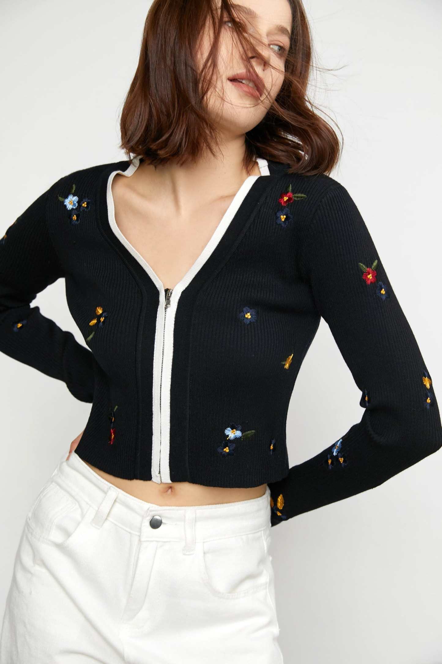 Gillespie Black Contrast Trim Cardigan