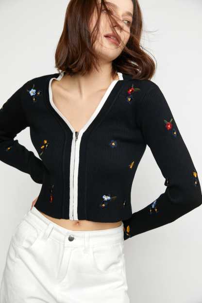 Gillespie Black Contrast Trim Cardigan