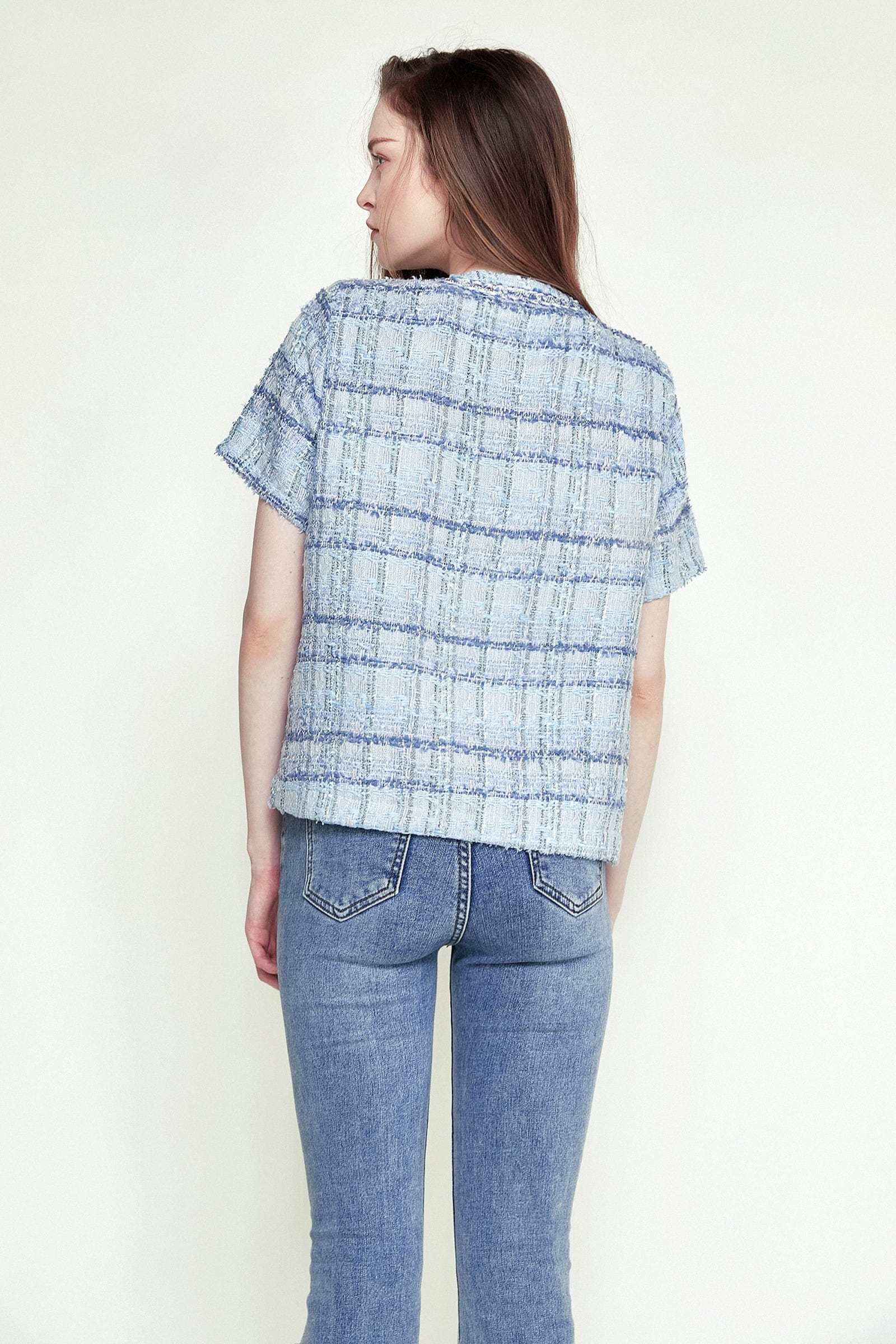 Royal Blue Pocket Front Tweed Jacket