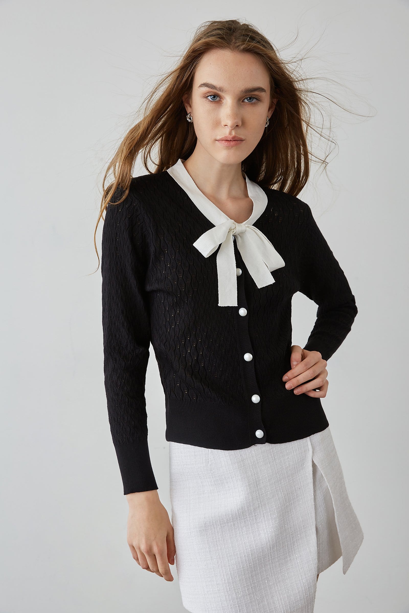Ashtyn Black Contrast Cardigan