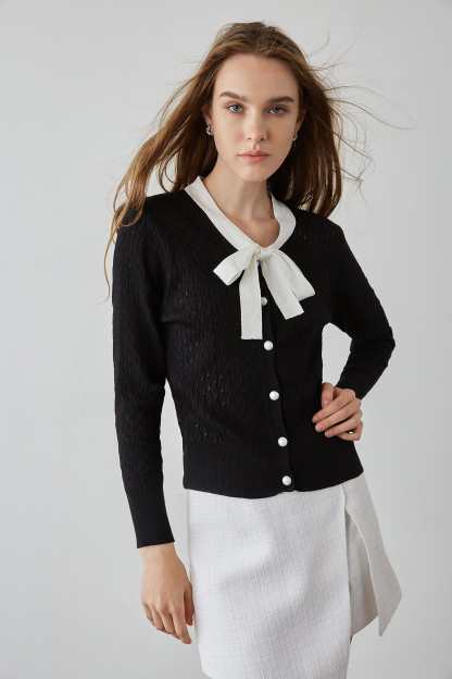 Ashtyn Black Contrast Cardigan