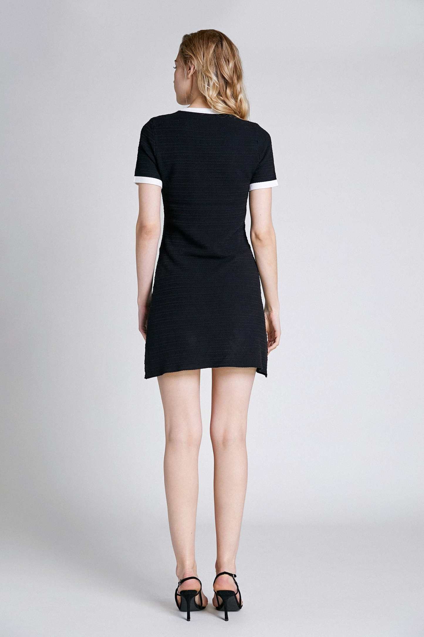 Black Contrast Trim Knit Mini Dress