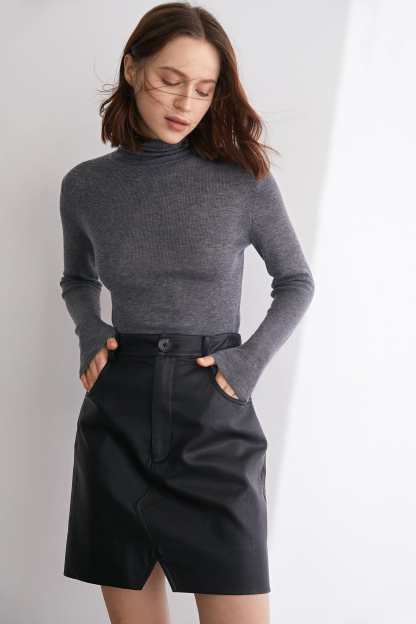 Sven Grey Premium Wool Turtleneck Sweater