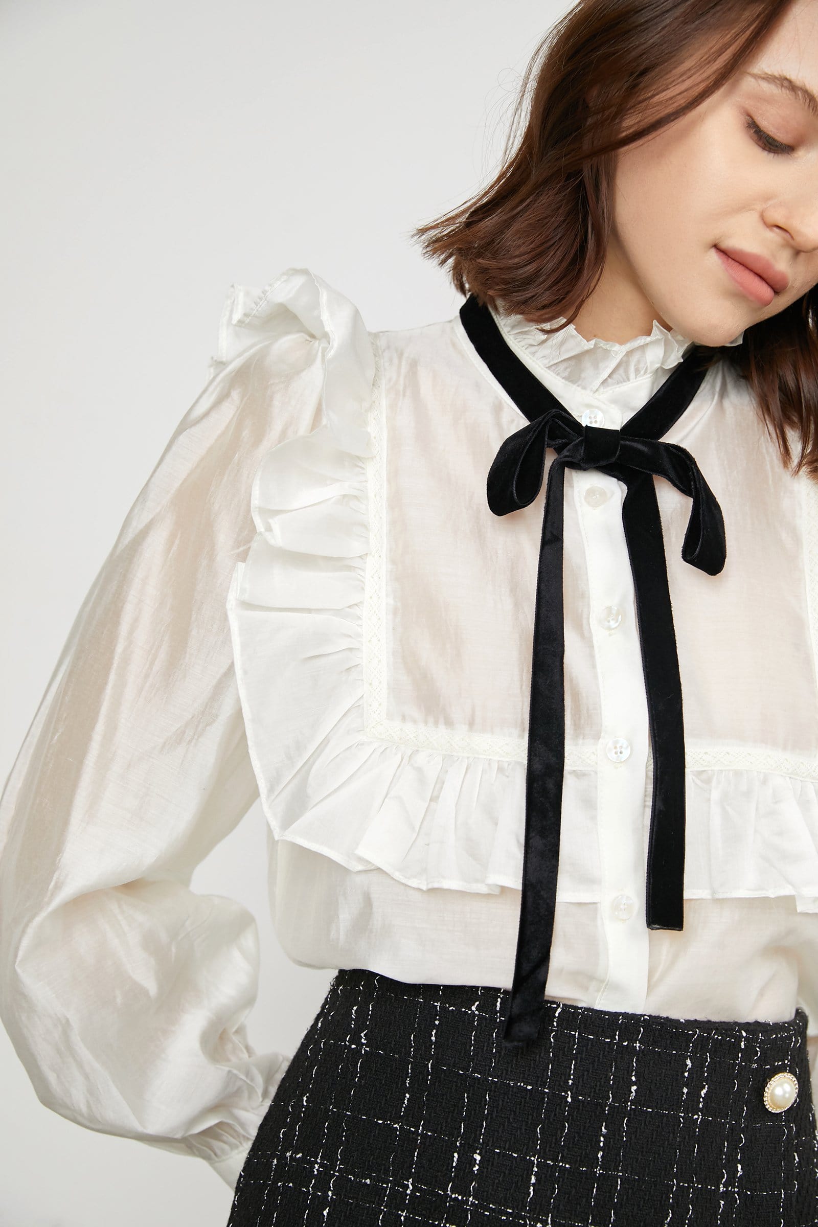 Joella White Ruffle Blouse