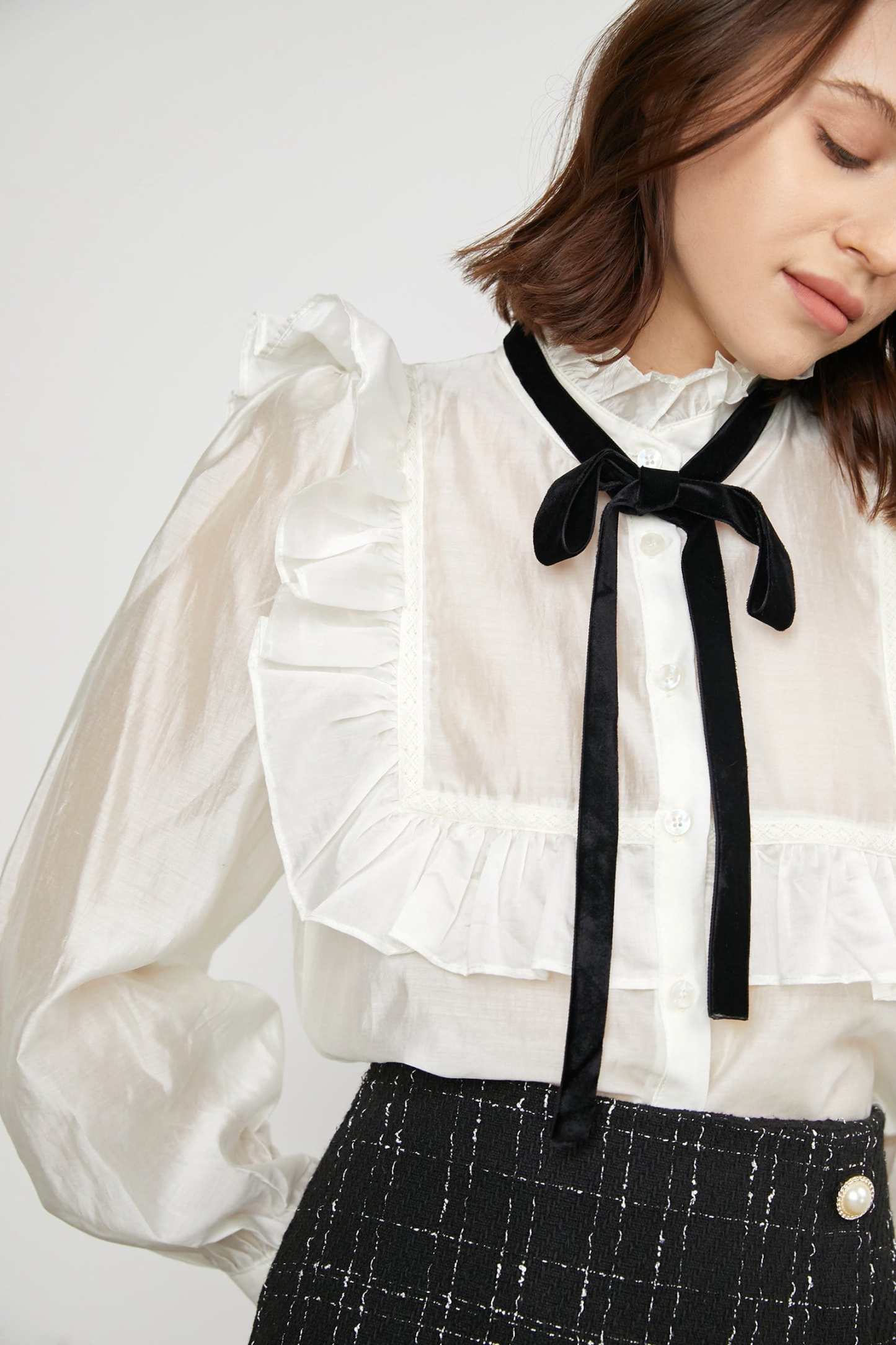 Joella White Ruffle Blouse
