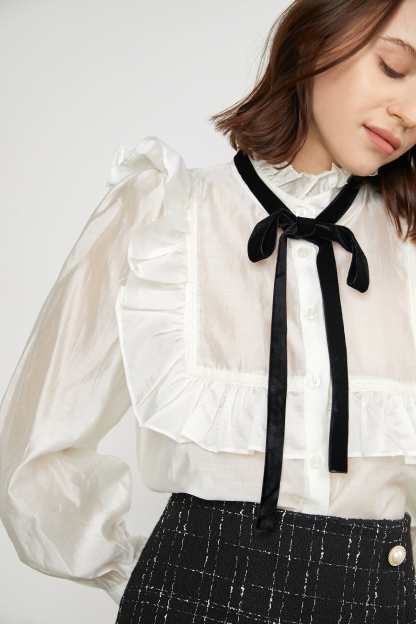 Joella White Ruffle Blouse