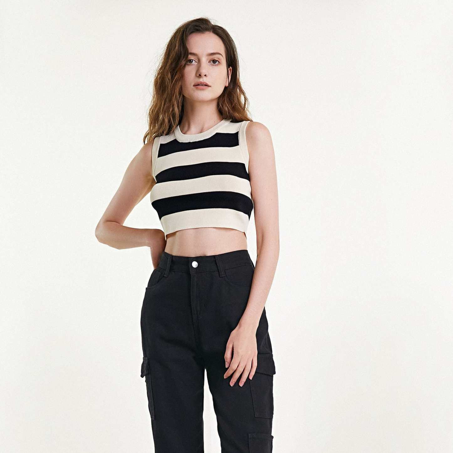 Black Striped Knitted Vest
