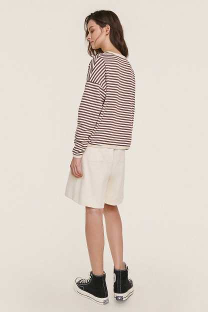 Saddle Brown Striped Oversized Sweatshirt