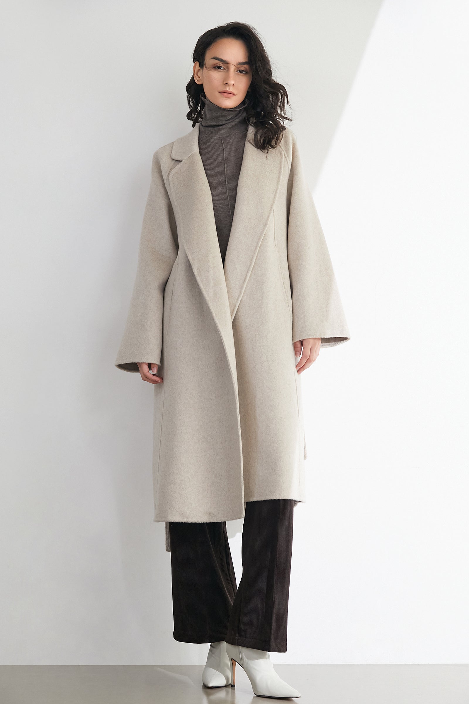 Araminta Linen 100% Wool Single-Breasted Coat