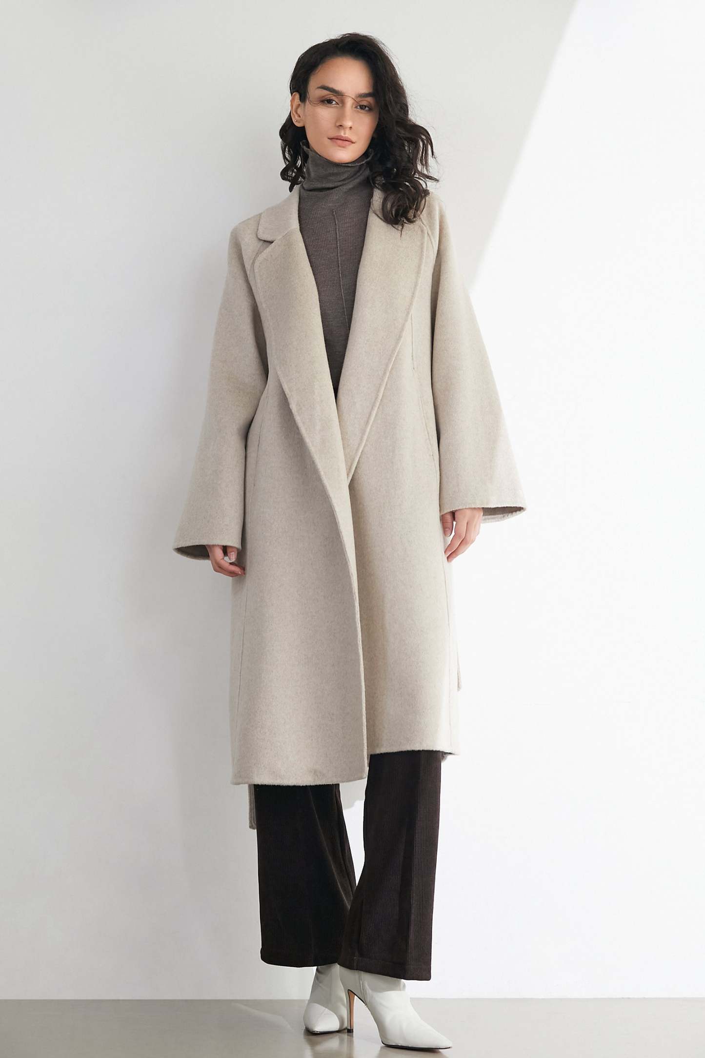 Araminta Linen 100% Wool Single-Breasted Coat