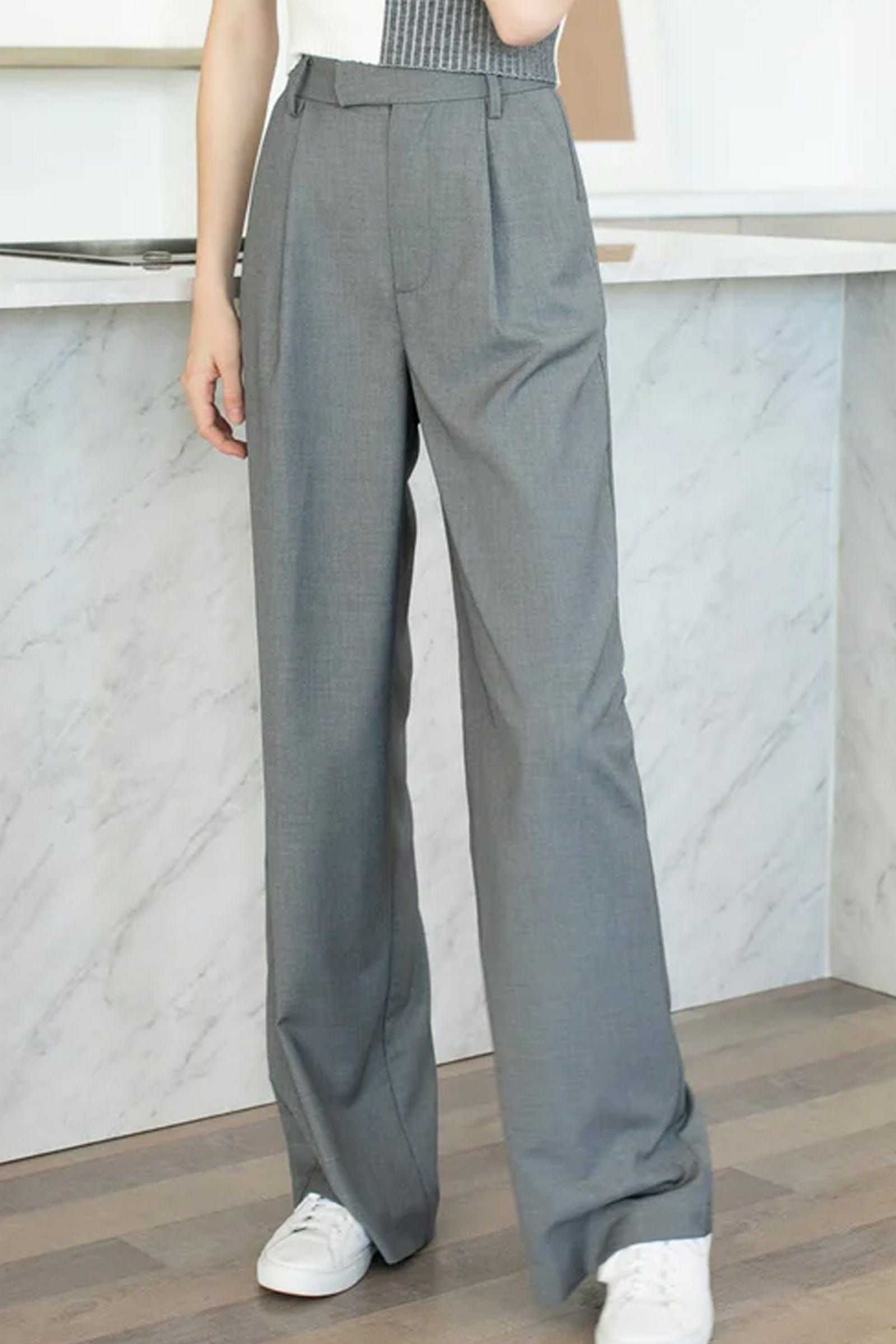 Business Essential Grey Wide Slacks