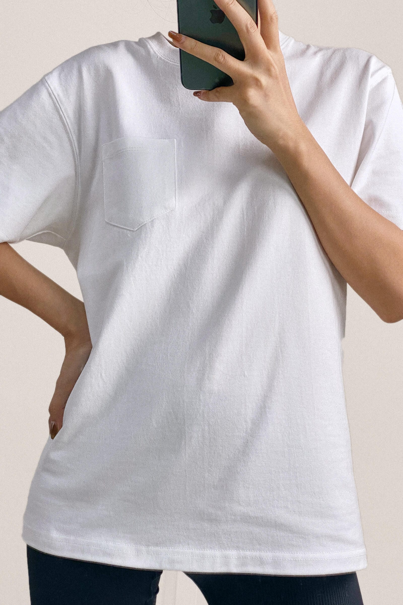 Women’s White Chest-Pocket Cotton T-Shirt