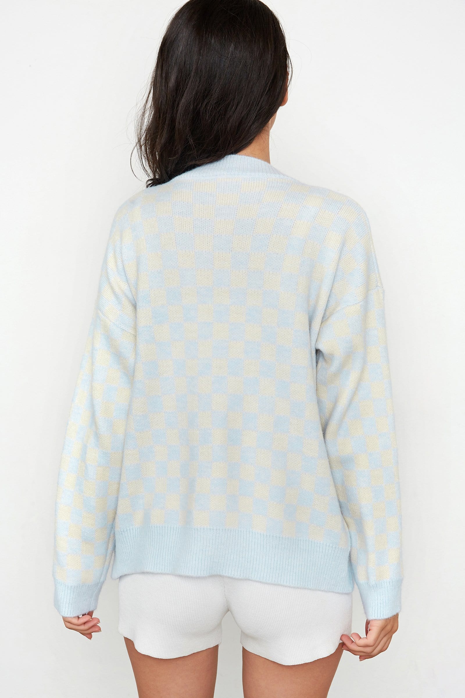 Jaycie Light Blue Plaid Cardigan