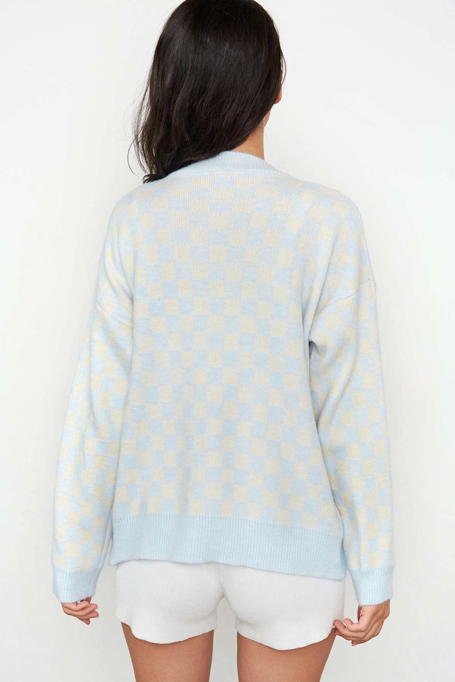 Jaycie Light Blue Plaid Cardigan