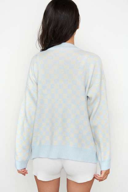 Jaycie Light Blue Plaid Cardigan