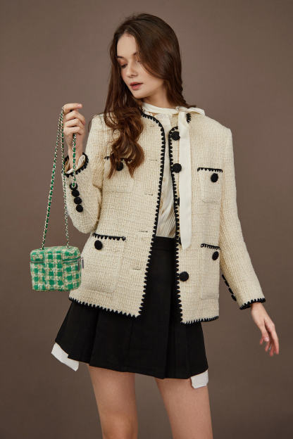 Beige Buttun-Up Patched Pockets Jacket