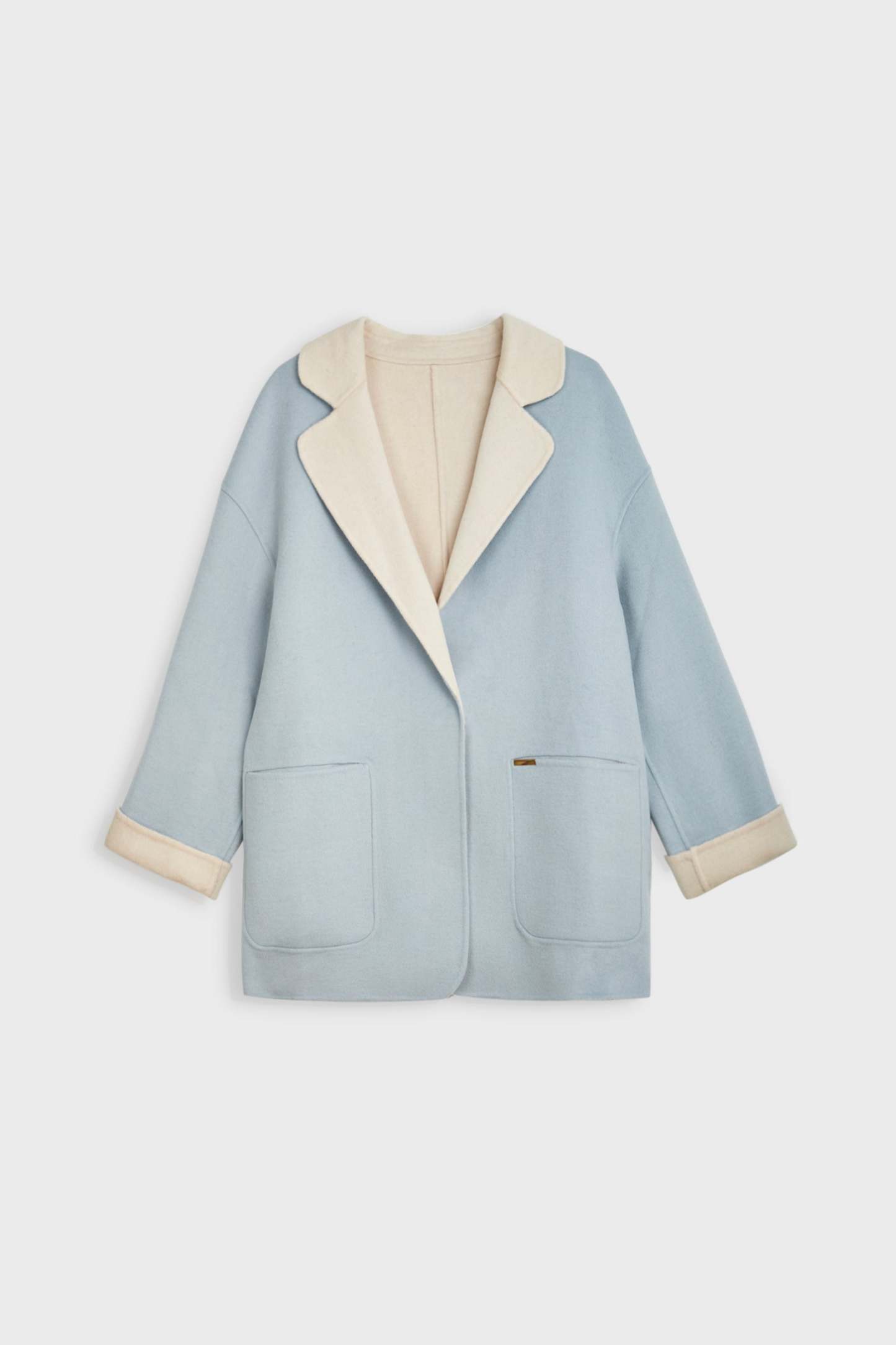 Verge Pale Turquoise Premium Wool Drop Shoulder Coat