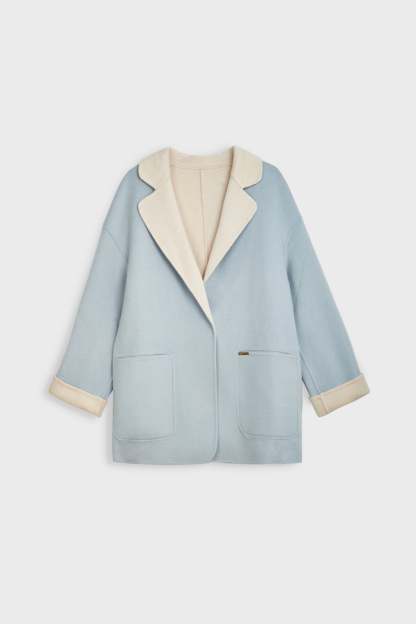 Verge Pale Turquoise Premium Wool Drop Shoulder Coat