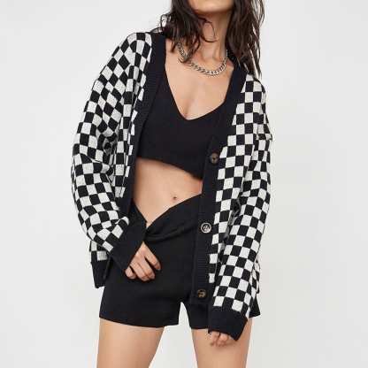 Jaycie Black Plaid Cardigan