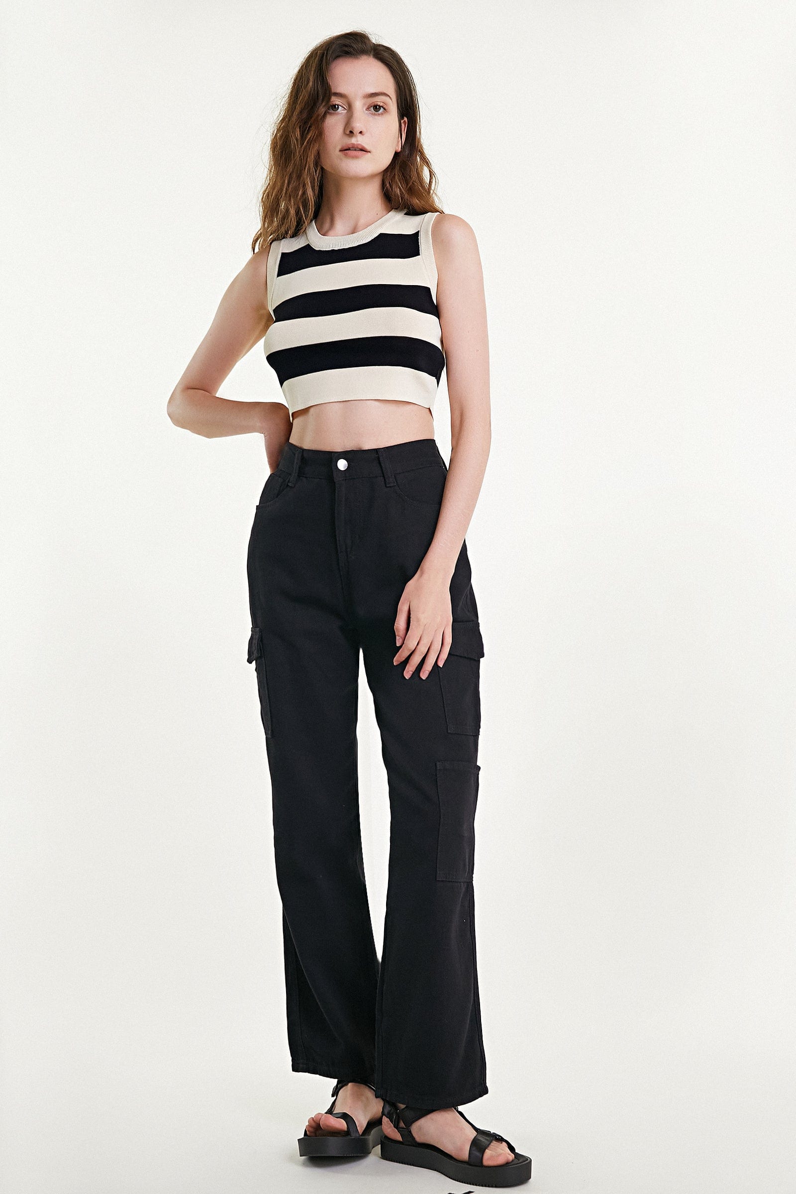 Black Striped Knitted Vest