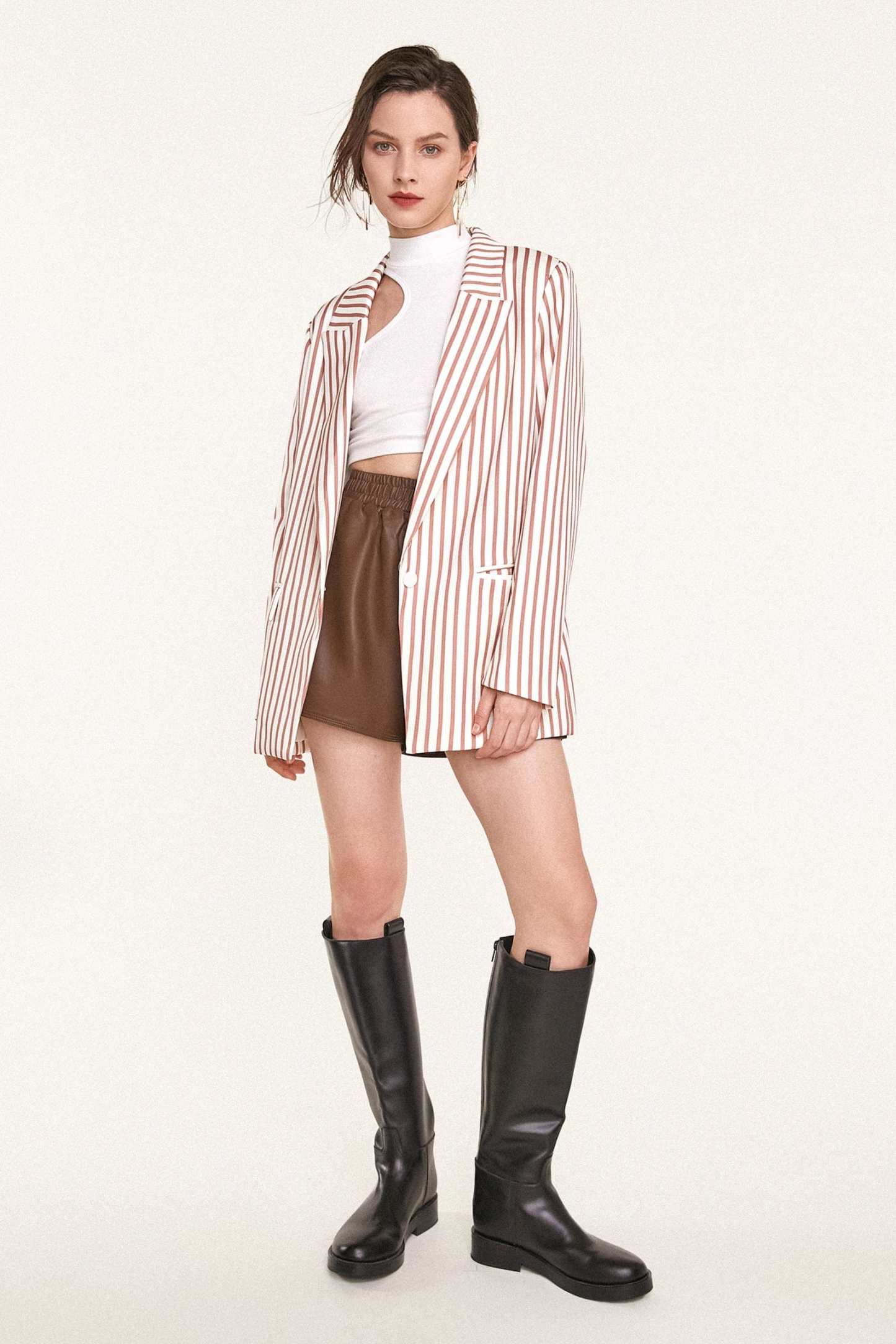 Indian Red Flap Pocket Striped Blazer