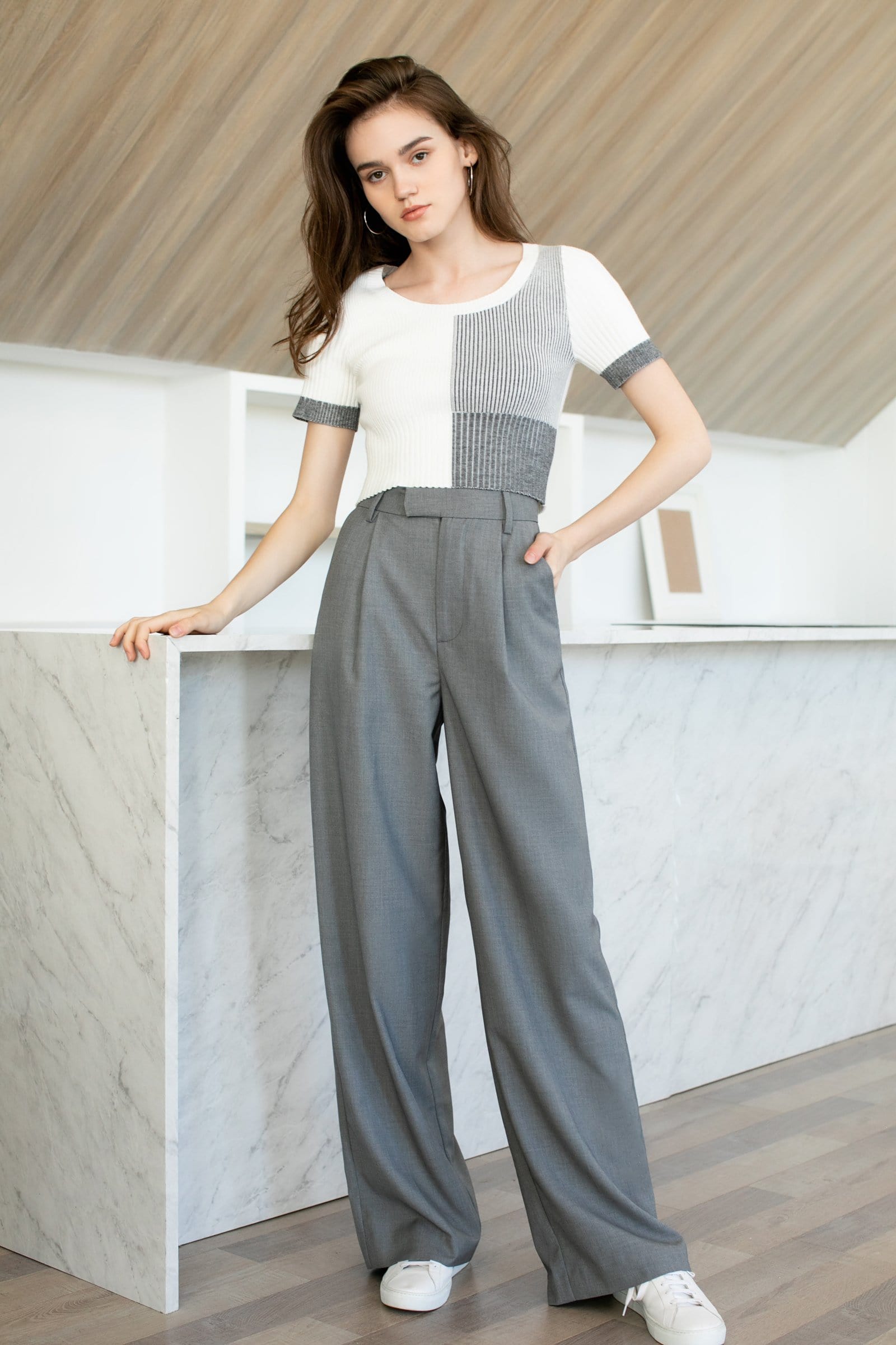 Business Essential Grey Wide Slacks