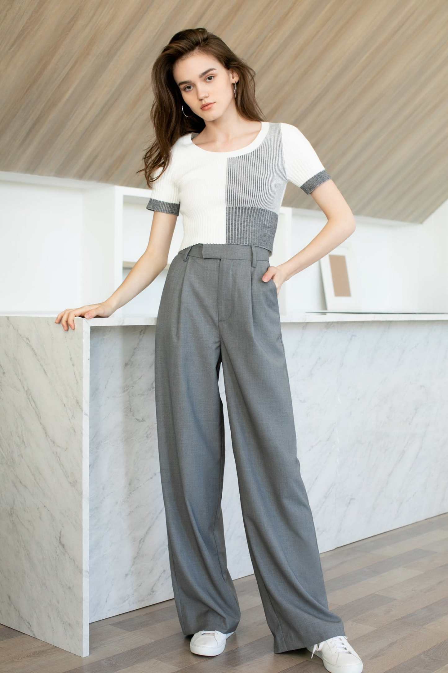 Business Essential Grey Wide Slacks