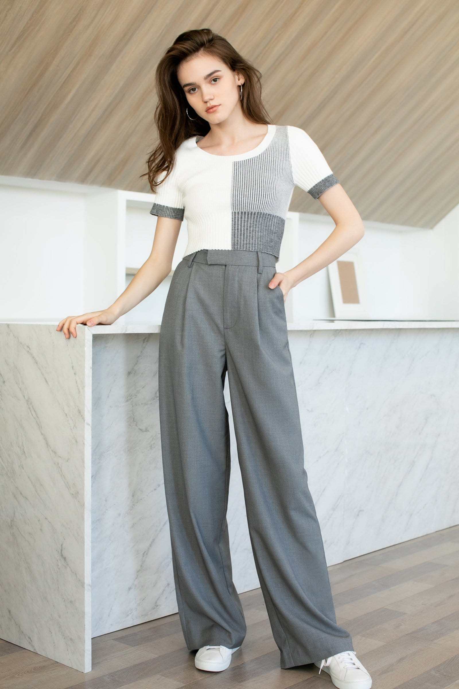 Business Essential Grey Wide Slacks