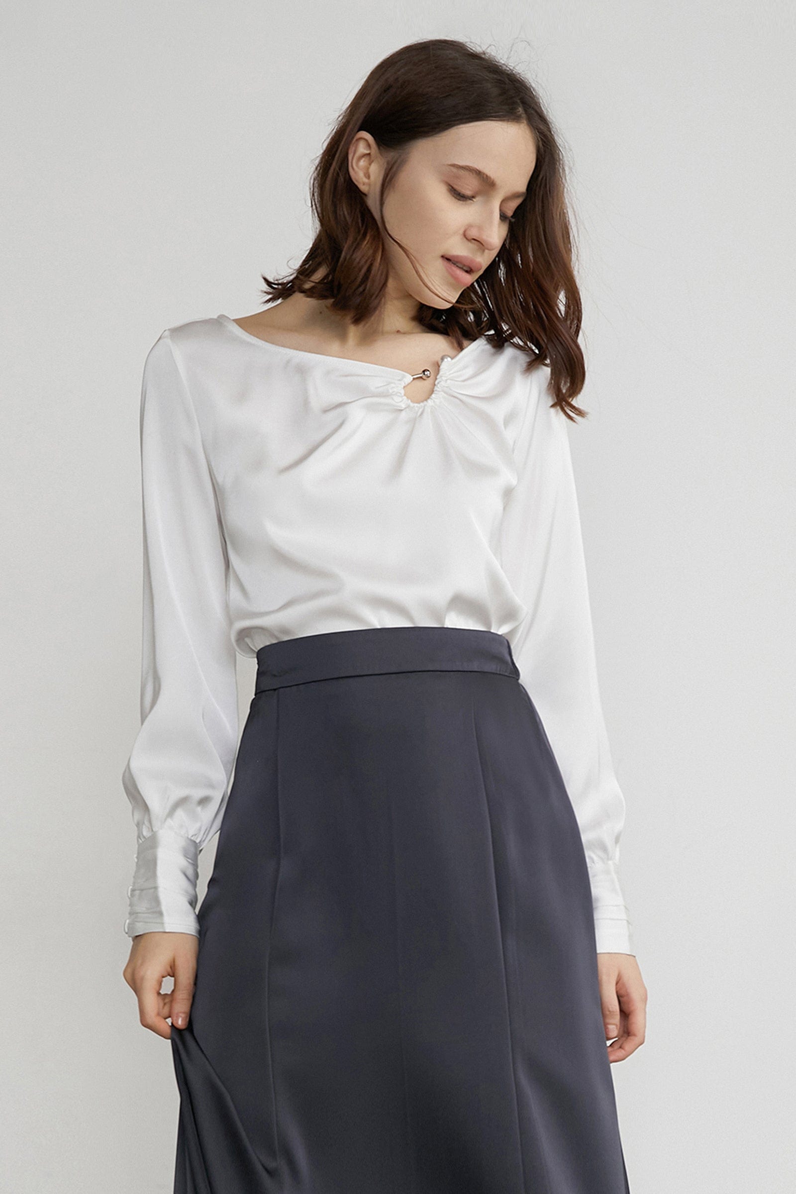 Halley White Cut-Out Blouse-J.ING