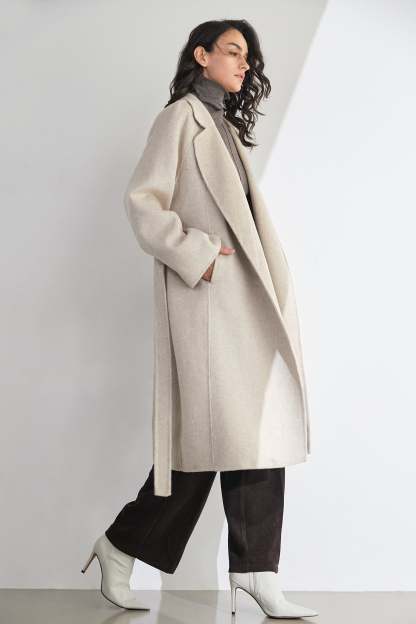 Araminta Linen 100% Wool Single-Breasted Coat