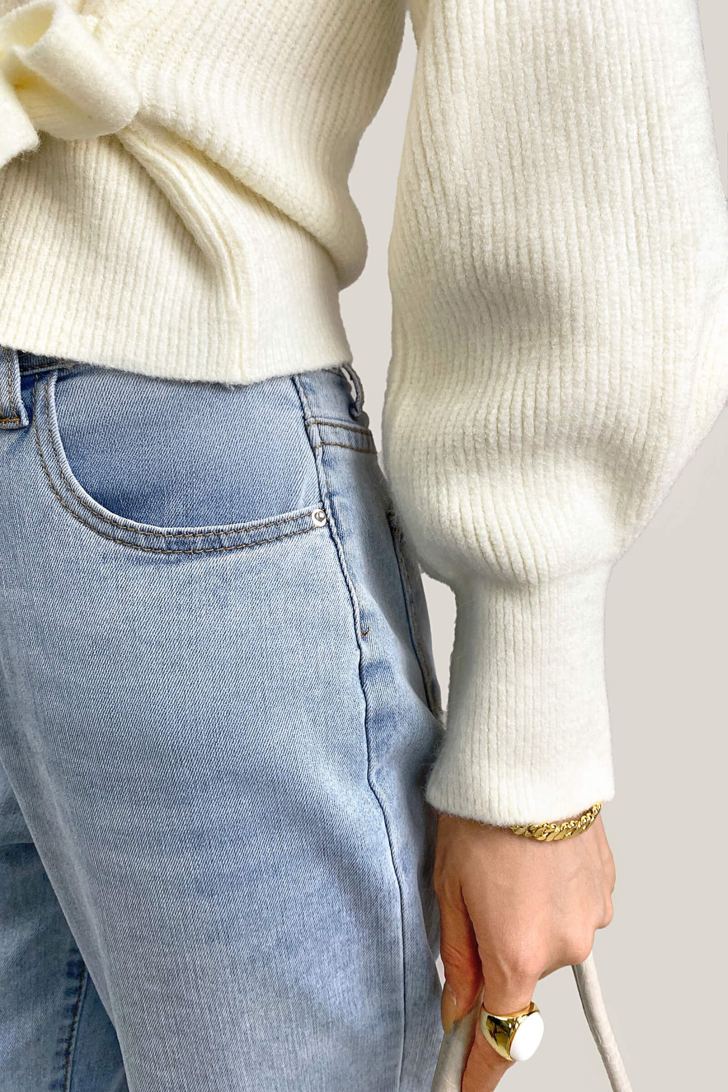 Ivory Ribbed Knit Wrap Tie Side Cardigan
