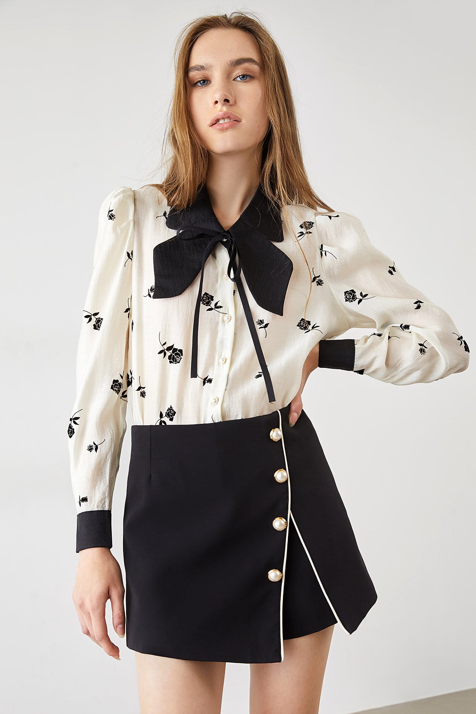 Zahara Black Contrast Skirt