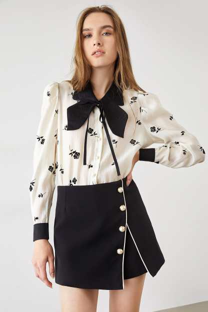 Zahara Black Contrast Skirt