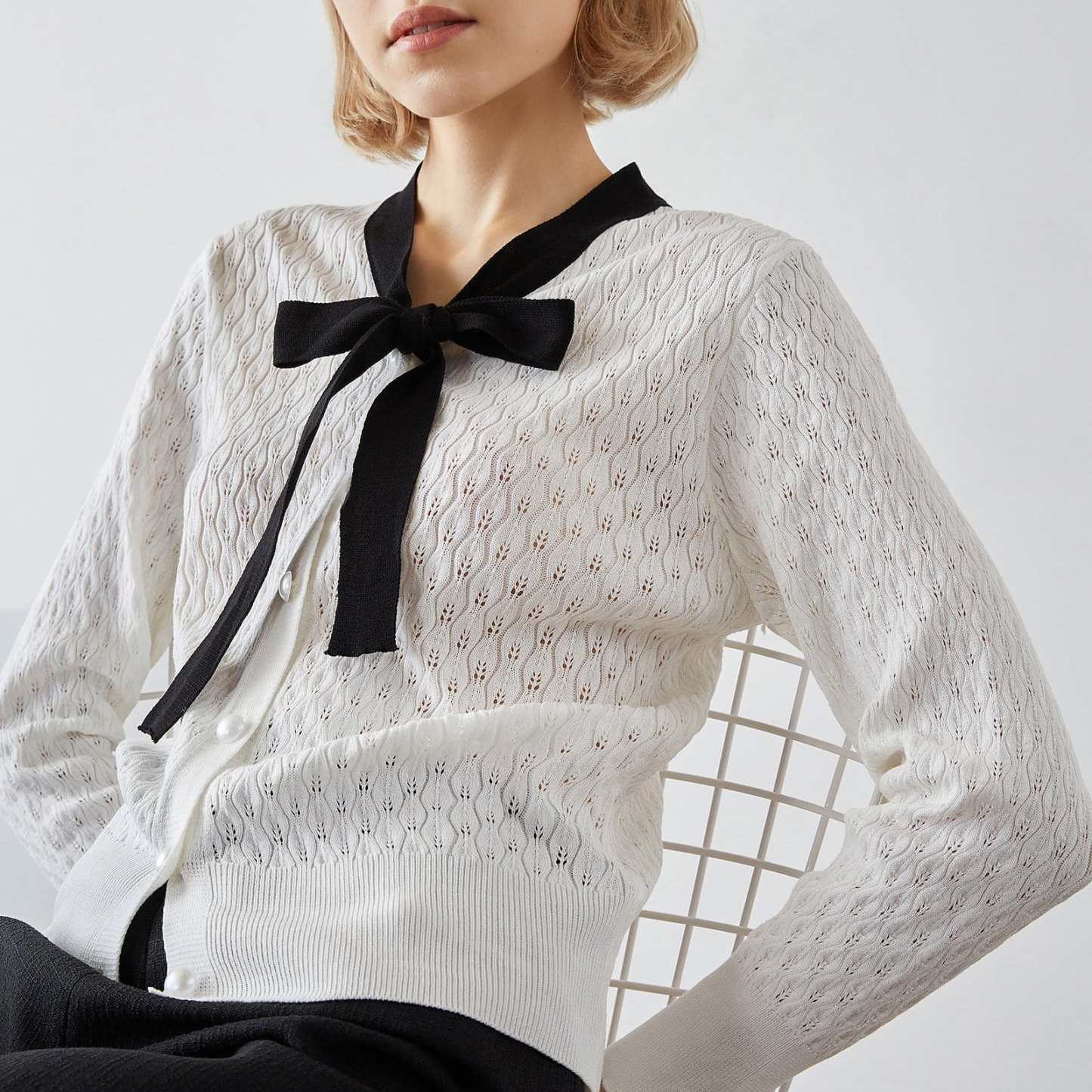 Ashtyn White Contrast Cardigan