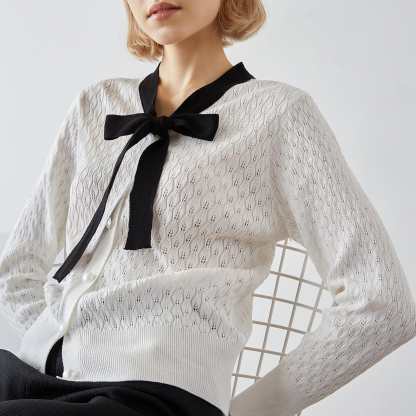 Ashtyn White Contrast Cardigan