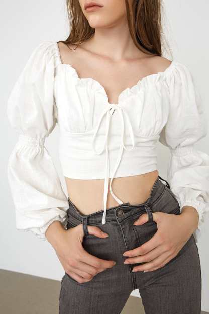 Roxanna White Puff Sleeve Blouse