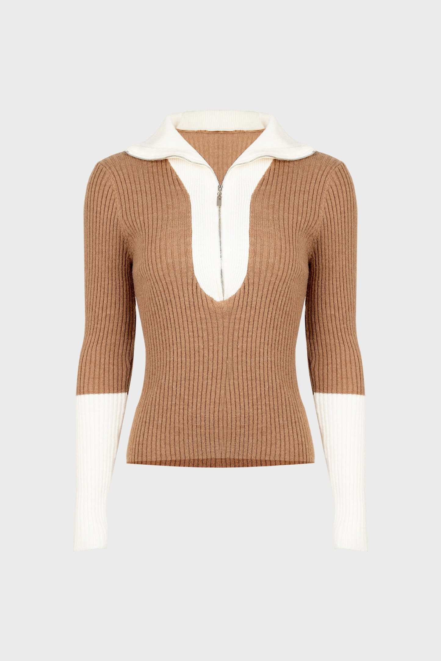 Yatzil Dark Golden Rod Premium Wool Contrast Sweater