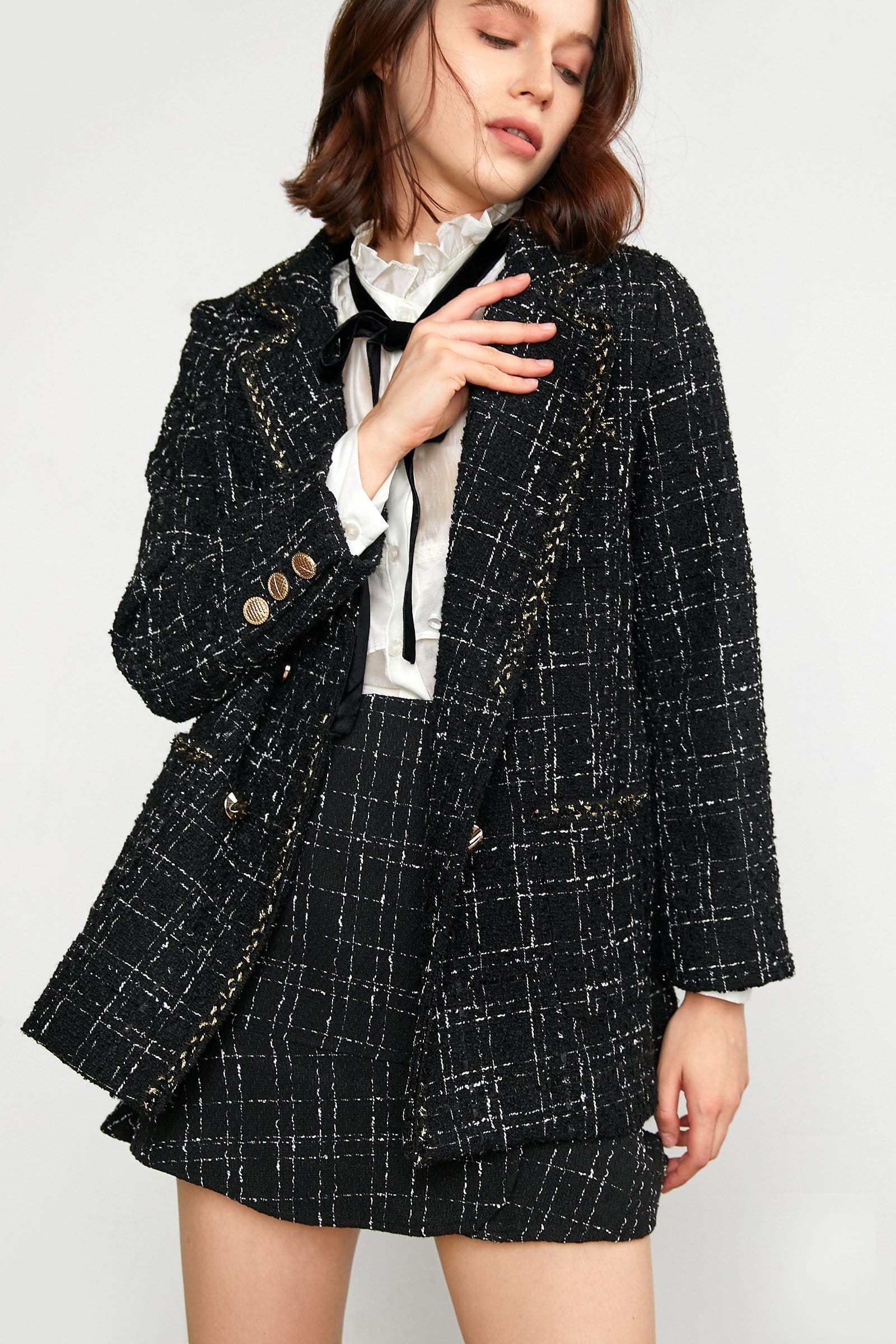 Abbas Black Double-Breasted Coat