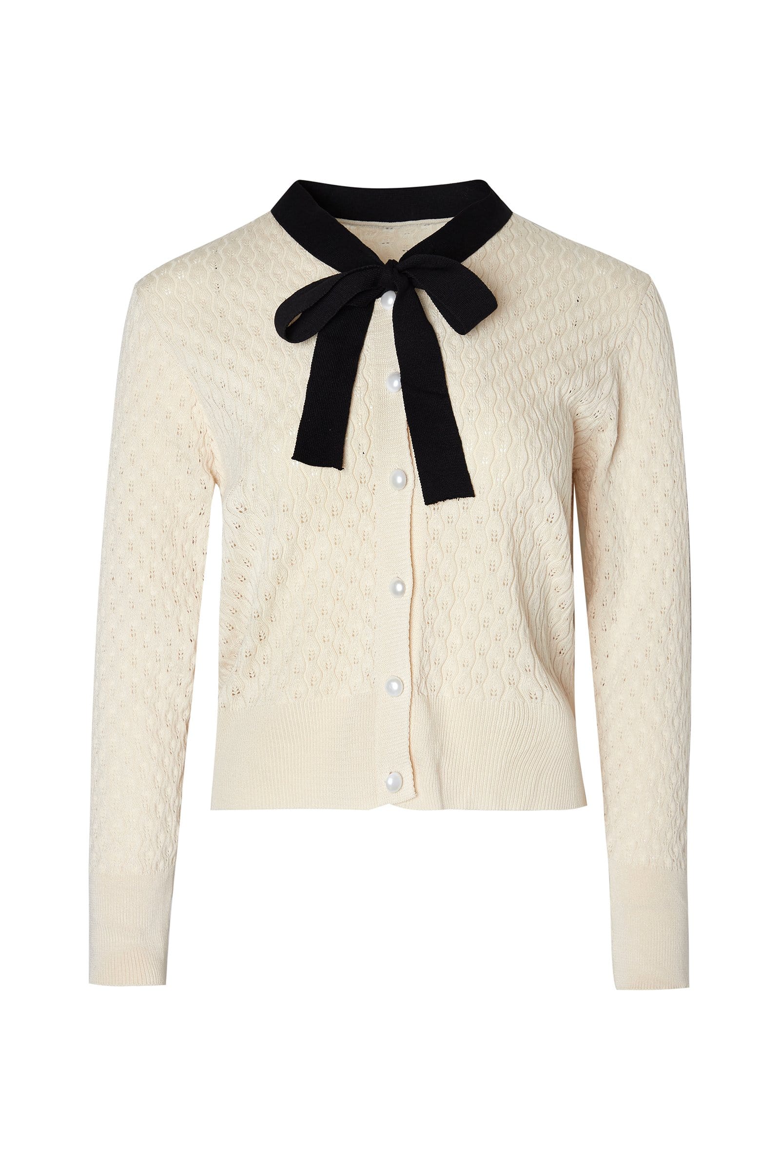 Ashtyn Beige Contrast Bow Tie Cardigan