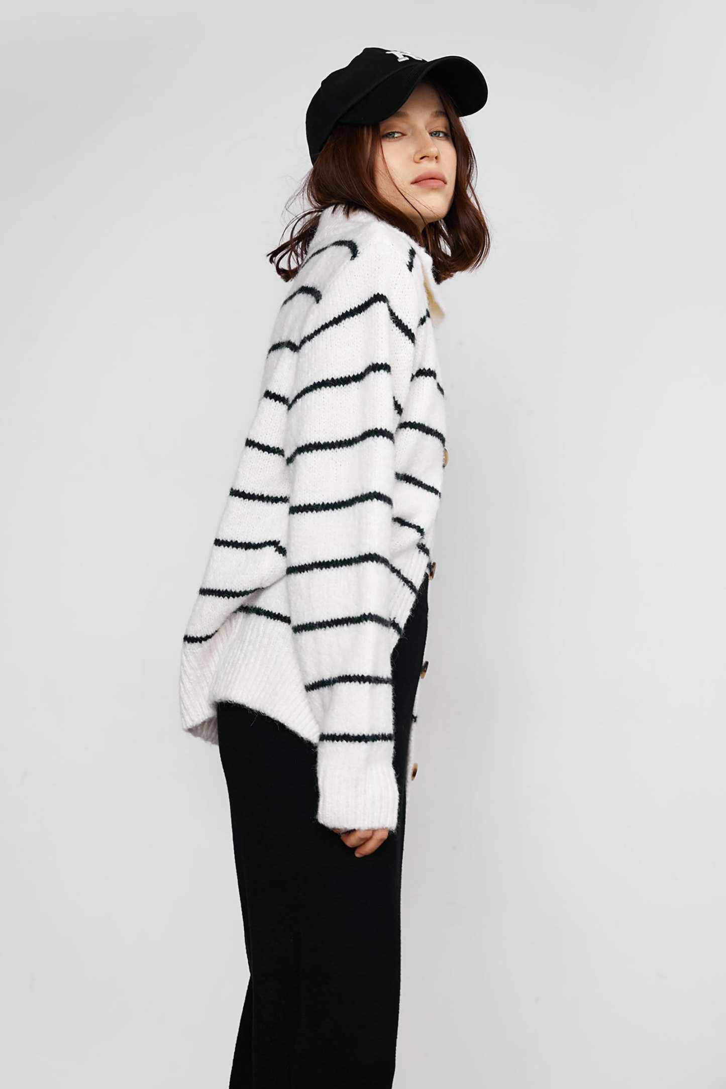 Darell White Pinstrip Cardigan