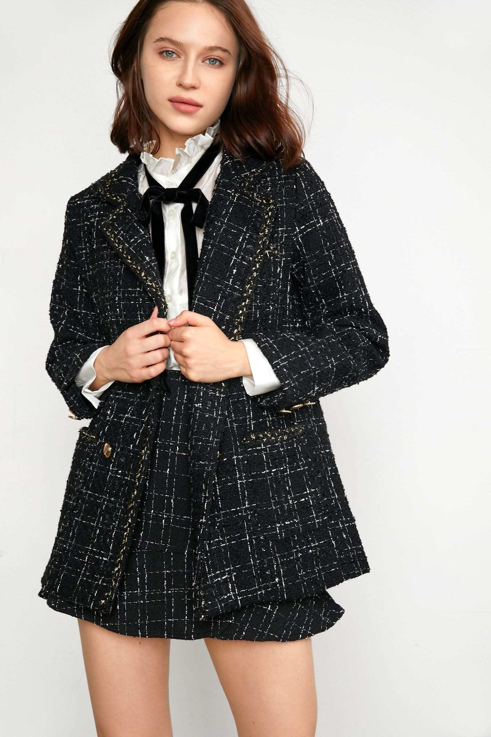 Abbas Black Double-Breasted Coat